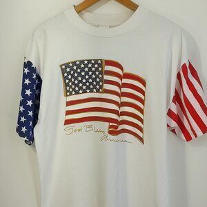 Vintage Patriotic Flag Graphic T-Shirt Men's XL LAT Sport Red White Blue USA
